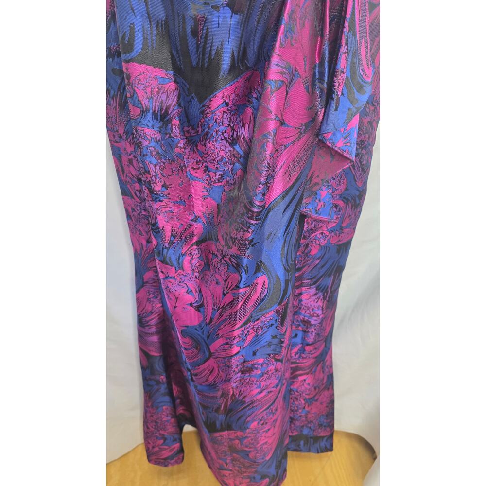 Adrianna Papell One Shoulder Jacquard Gala Formal Gown Size 12 Orchid Wedding - Picture 7 of 15